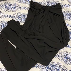 Chambray Linen Gaucho wide leg pants